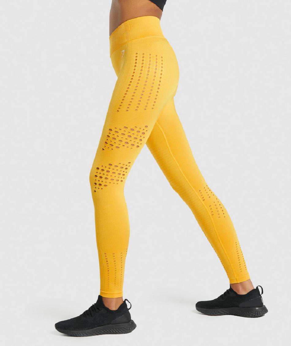 Leggins Gymshark Glow Seamless Tights Mujer Amarillo | CO 2911GSO